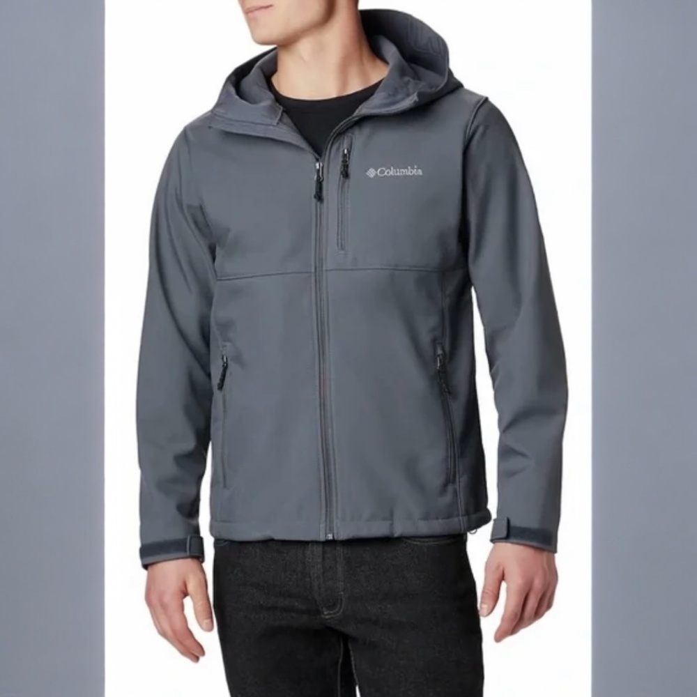 Columbia Ascender Softshell Gray Hooded Jacket M